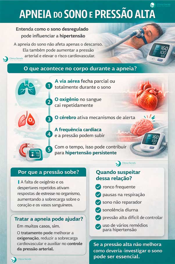infografico apneia do sono e pressao alta