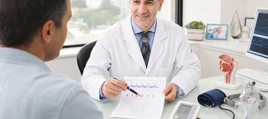 resultado da polissonografia sendo avaliado por medico do sono